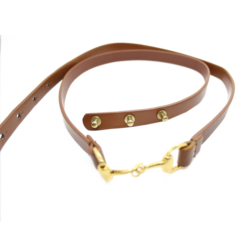13mm Women's Brown Leather Waist Belt with Stylish Gold Hook Clasp, Fully Adjustable Beautiful Fashion Accessory for Casual, Formal & Western Outfits