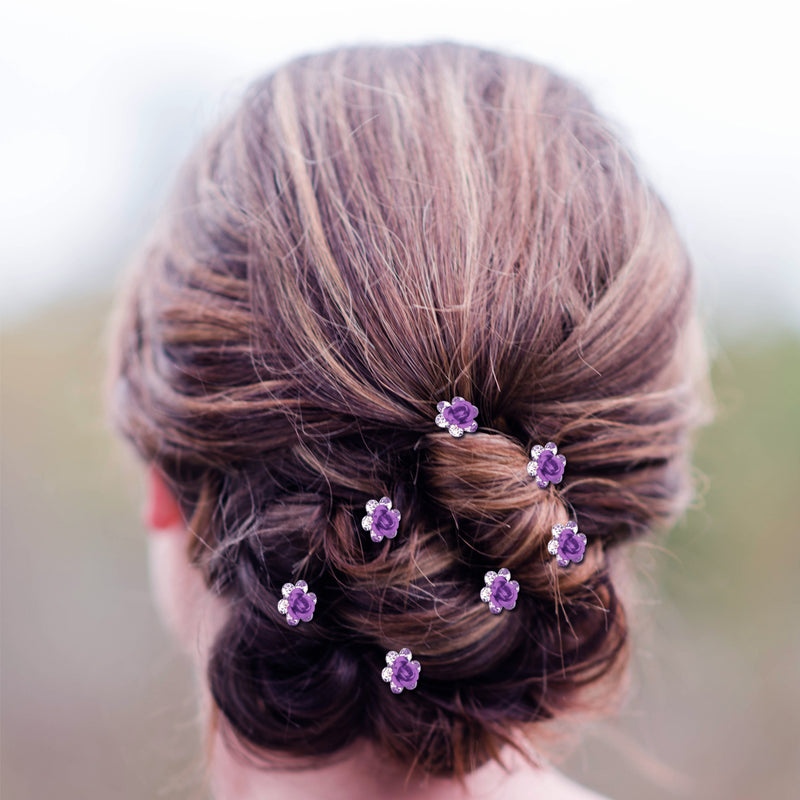 Rose Flower Crystal Rhinestone Hair Pins Hairstyling Accessory for Wedding, Bridal, Jewellery