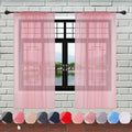 Voile Curtains Woven Semi-Transparent Sheer Slot Top Chiffon Curtain - 2 Panels