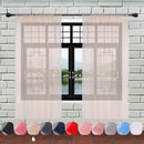 Voile Curtains Woven Semi-Transparent Sheer Slot Top Chiffon Curtain - 2 Panels