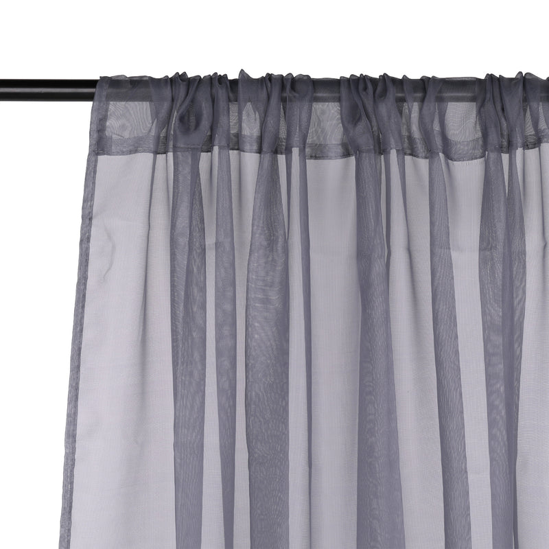 Voile Curtains Woven Semi-Transparent Sheer Slot Top Chiffon Curtain - 2 Panels