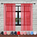 Voile Curtains Woven Semi-Transparent Sheer Slot Top Chiffon Curtain - 2 Panels