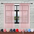 Voile Curtains Woven Semi-Transparent Sheer Slot Top Chiffon Curtain - 2 Panels