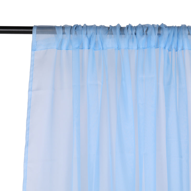 Voile Curtains Woven Semi-Transparent Sheer Slot Top Chiffon Curtain - 2 Panels