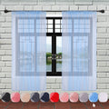 Voile Curtains Woven Semi-Transparent Sheer Slot Top Chiffon Curtain - 2 Panels