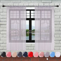Voile Curtains Woven Semi-Transparent Sheer Slot Top Chiffon Curtain - 2 Panels