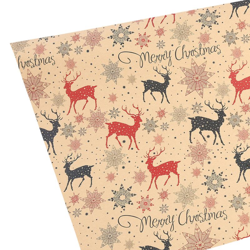 Christmas Gift Wrapping Paper 70cm x 50cm, Different Design Kraft Wrapping Paper, 9pcs