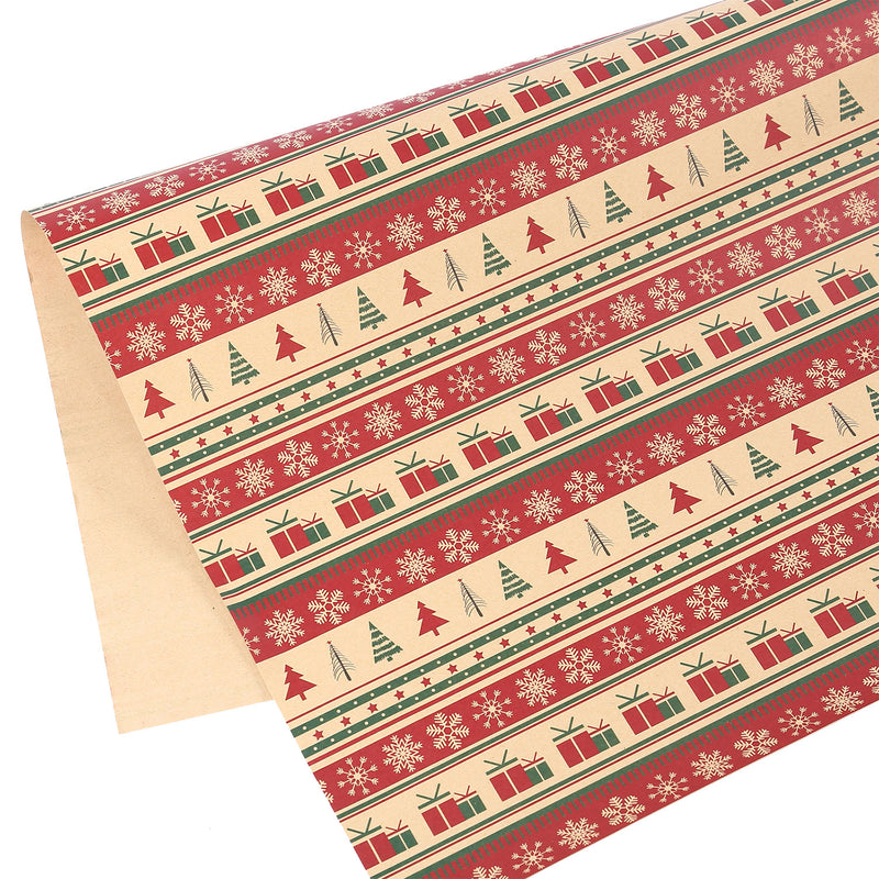 Christmas Gift Wrapping Paper 70cm x 50cm, Different Design Kraft Wrapping Paper, 9pcs