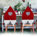 Santa Hat, Beard and Heart Printed Chair Covers for Xmas Dining Party, 2pcs