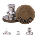 17mm No-Sew Jean Button Replacements, Tool-Free Buttons, Reusable Instant Buttons for Denim Jeans, Jackets