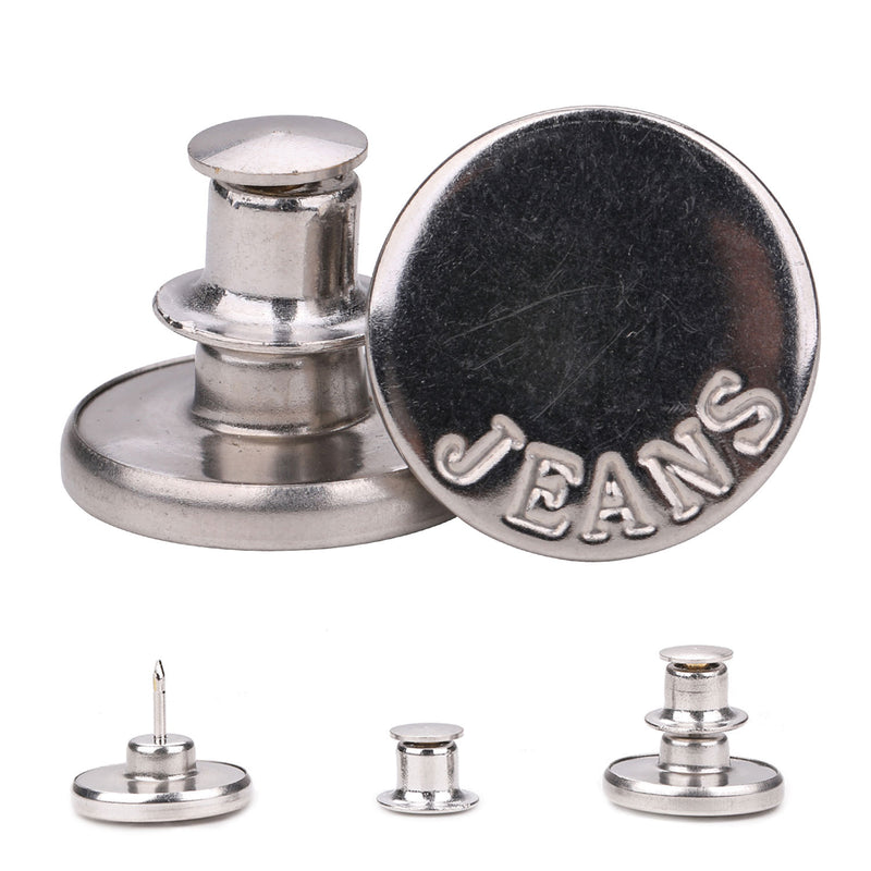 17mm No-Sew Jean Button Replacements, Tool-Free Buttons, Reusable Instant Buttons for Denim Jeans, Jackets