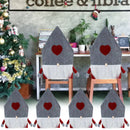 Santa Hat, Beard and Heart Printed Chair Covers for Xmas Dining Party, 2pcs