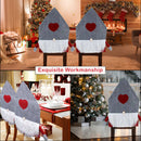 Santa Hat, Beard and Heart Printed Chair Covers for Xmas Dining Party, 2pcs