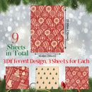 Christmas Gift Wrapping Paper 70cm x 50cm, Different Design Kraft Wrapping Paper, 9pcs