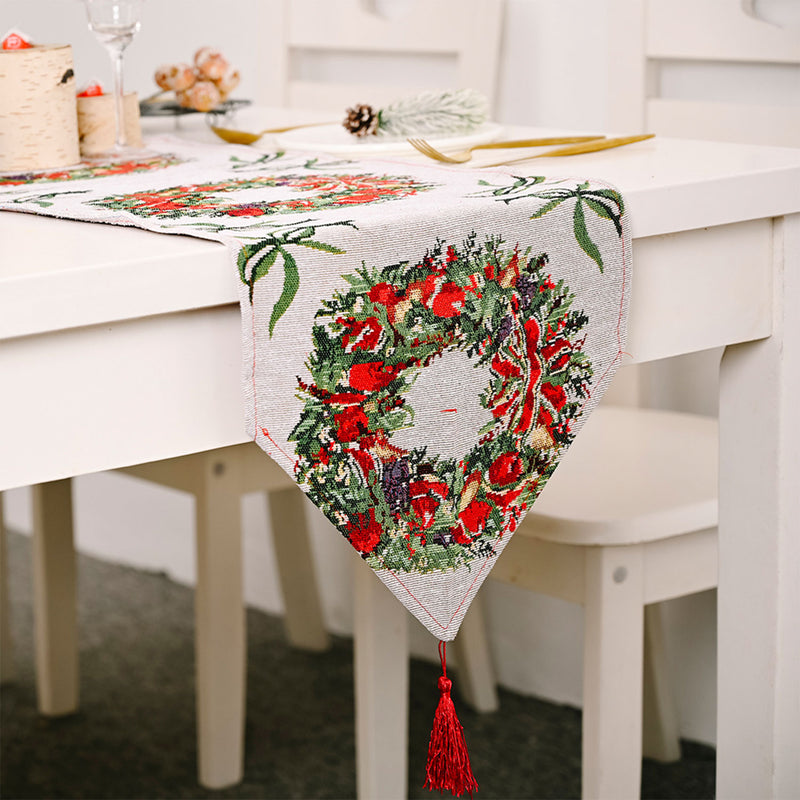 Christmas Table Runner Table Flag Cloth Cover, Xmas Dining Party Decor, 1pc