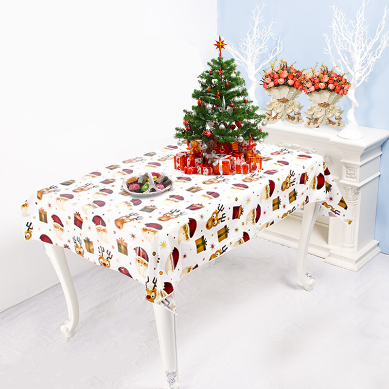 Christmas PVC Tablecloths Party Table Cover, Xmas Table Decor, Wipe Clean Cover, Rectangle