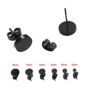 Stainless Steel Earrings Black Plated Round Shaped with Butterfly Clasp