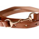 13mm Women's Brown Leather Waist Belt with Stylish Gold Hook Clasp, Fully Adjustable Beautiful Fashion Accessory for Casual, Formal & Western Outfits