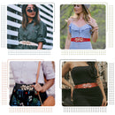 Women’s Stretchable 40mm Wide Waist Belt Tree Leaves Pattern PU Leather Elastic Waistband Clip-on Cinch Trimmer Fashion Accessory For Girls Dresses, Gowns, Western Outfits