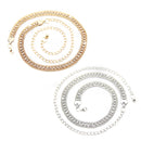 44" Gold Waist Chain Belt with 1 Row Rhinestone Diamond for Women Fashion Accessory 