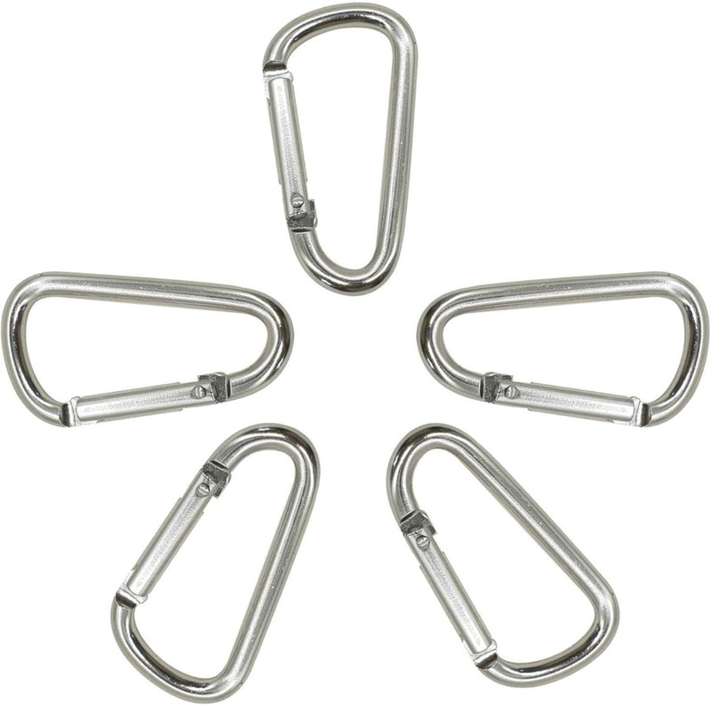 45mm - 55mm, Carabiner Aluminium Spring Loaded Snap Hook Clasps D-Shape Keychain Clip For Outdoor Camping, Travelling, Key Ring Holder