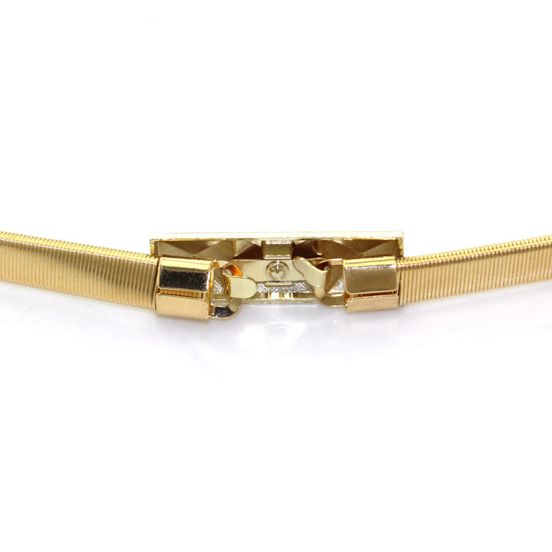10mm Gold Skinny Metal Thin Stretchable Spring Waist Belt, Women Fashion Accessory - 60cm, 65cm, 70cm