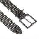 35mm Women's Bling Belt 8 Row Clear Crystal Diamante Studded Metal WaistBand - Gold, Silver, Gunmetal