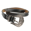 Western Belt PU Leather Strap Vintage Buckle Rivet Studded Cowboy Belt Fashion Accessory 25mm 