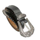 Western Belt PU Leather Strap Vintage Buckle Rivet Studded Cowboy Belt Fashion Accessory 25mm 