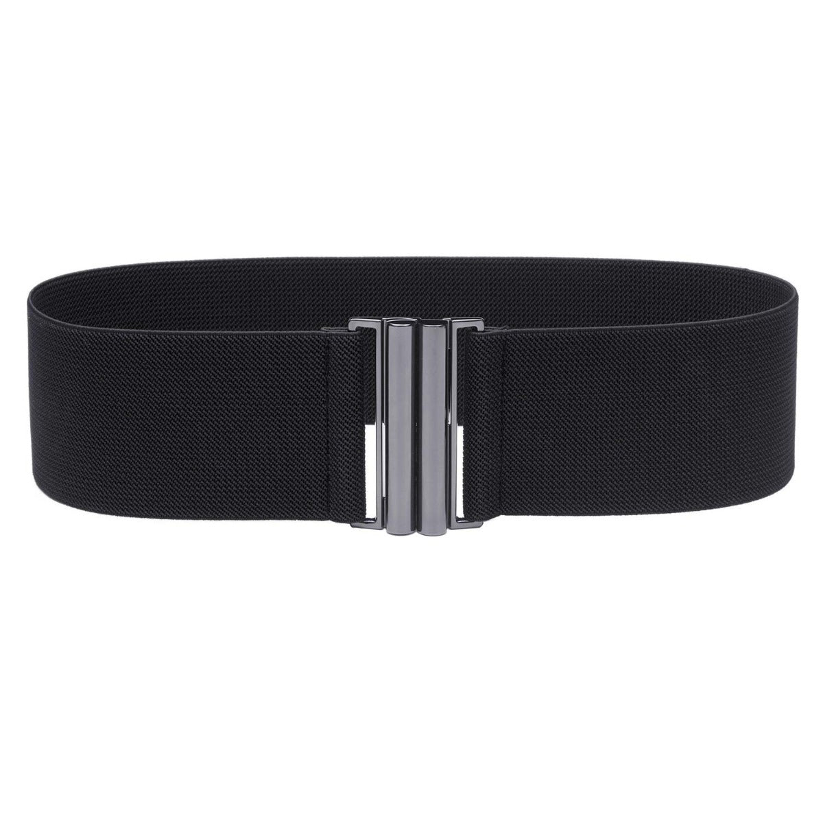 Women's Black Strechable Wide Waist Belt Clasp Buckle Elastic Band