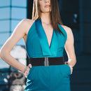 Women's Black Strechable Wide Waist Belt Clasp Buckle Elastic Band Clip-on Cinch Trimmer One Size Fits All Fashion Accessory