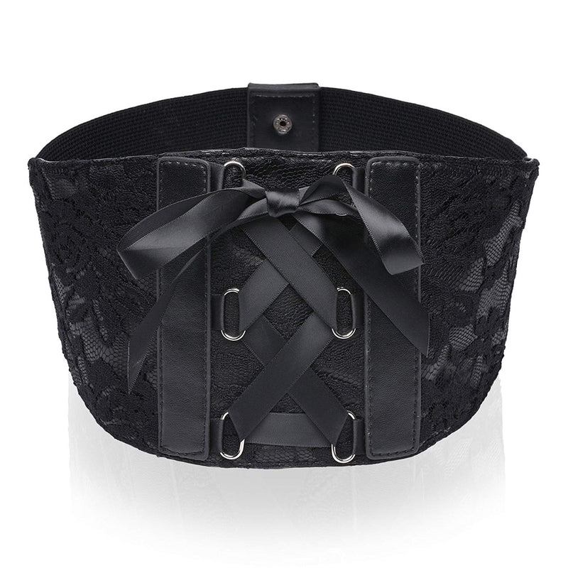 Black Lace Design Corset Style Waist Belt for Women Fashion Accessory