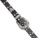 Black Faux Leather Vintage Style Double Waist Belt with Studded Rivet for Women Fashion Accessory