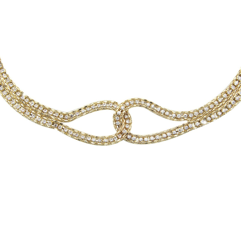 44" 2 Row Diamante with Intertwined Design Waist Chain Belts For Women Fashion Accessory