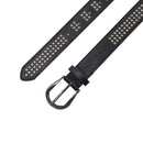 Women's Black Waist Belt with Silver 3 Row Punk Rock Pyramid Rivet Studs for Fashion Accessory