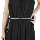 48" Ladies 'W' Shape Design Chain Waist Belt, Women Fashion Accessory - Silver, Gold