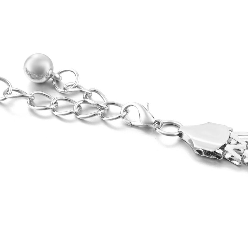 48" Ladies 'W' Shape Design Chain Waist Belt, Women Fashion Accessory - Silver, Gold