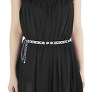 43" Metal Waist Belt Chain Belt with Clasp Buckle and Crystal Rhinestones for Casual and Formal Wear, Women’s Fashion Accessory - Silver, Gold