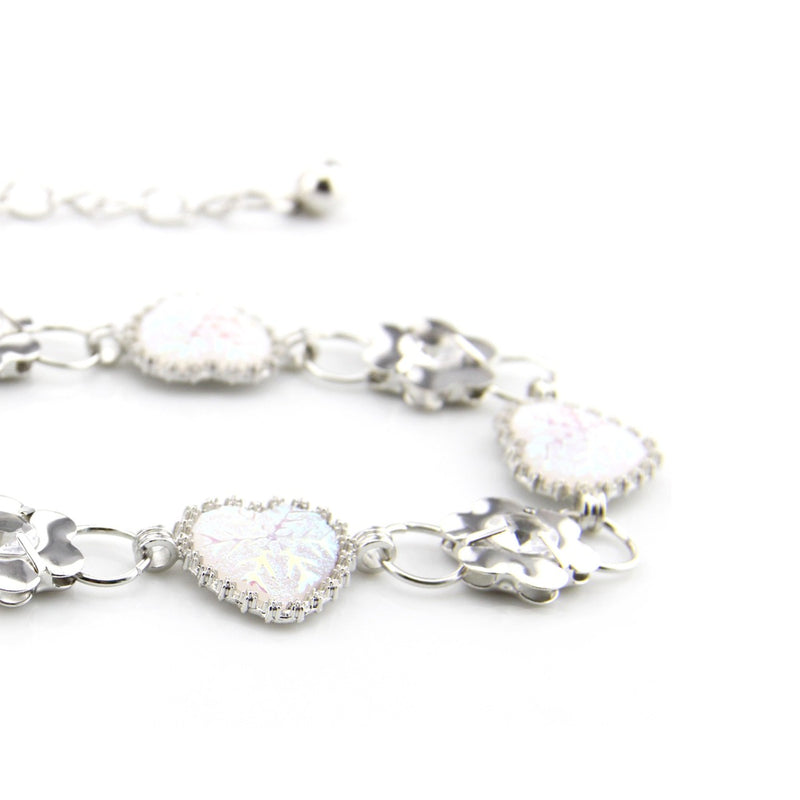 Women's Rhinestone Diamond Design Waist Chain Belt with Hearts & Flowers Fashion Accessory - White, Blue, Pink