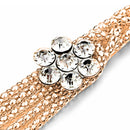 48" Diamante Mesh Belt with Flower Charms Chain Waist Belt for Women Fashion Accessory - Gold, Silver