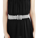 Women's Silver Row Rhinestone Diamante Waist Belt for Fashion Accessory