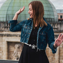 40" Center Flower Motif Diamante Rhinestone Waist Chain Belts for Women Fashion Accessory - Gold, Silver