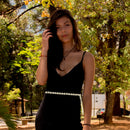 44" Round Pearl Chain Waist Belt, Women Fashion Accessory - Gold, Silver