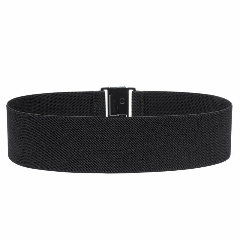 Women's Black Strechable Wide Waist Belt Clasp Buckle Elastic Band Clip-on Cinch Trimmer One Size Fits All Fashion Accessory