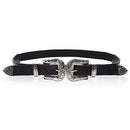Black PU Leather Waist Belt with Double Buckle Belt for Women Fashion Accessory