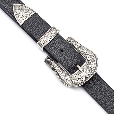 Black PU Leather Waist Belt with Double Buckle Belt for Women Fashion Accessory