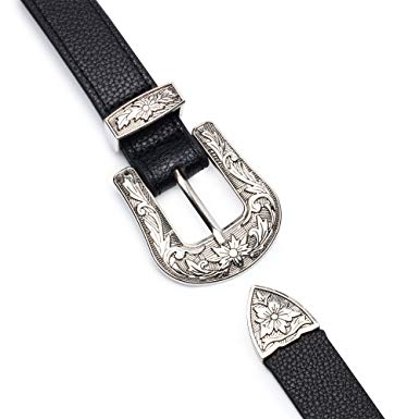 Black PU Leather Waist Belt with Double Buckle Belt for Women Fashion Accessory