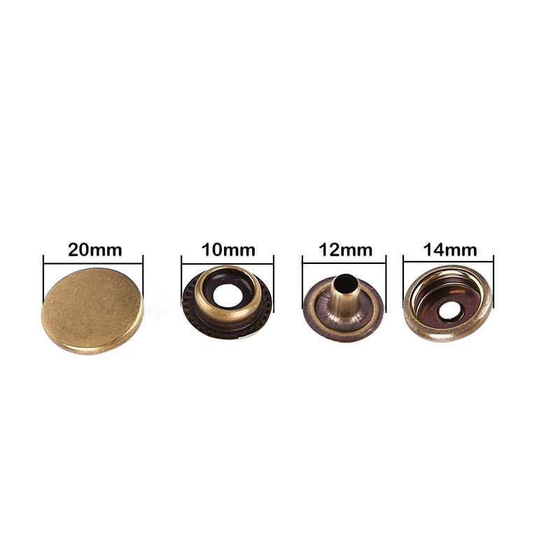 15mm Bronze Press Studs Poppers 4 Part Snap Fasteners Snaps Buttons for  Leathercrafts Clothing Bag Belts Arts Craft, Purses 