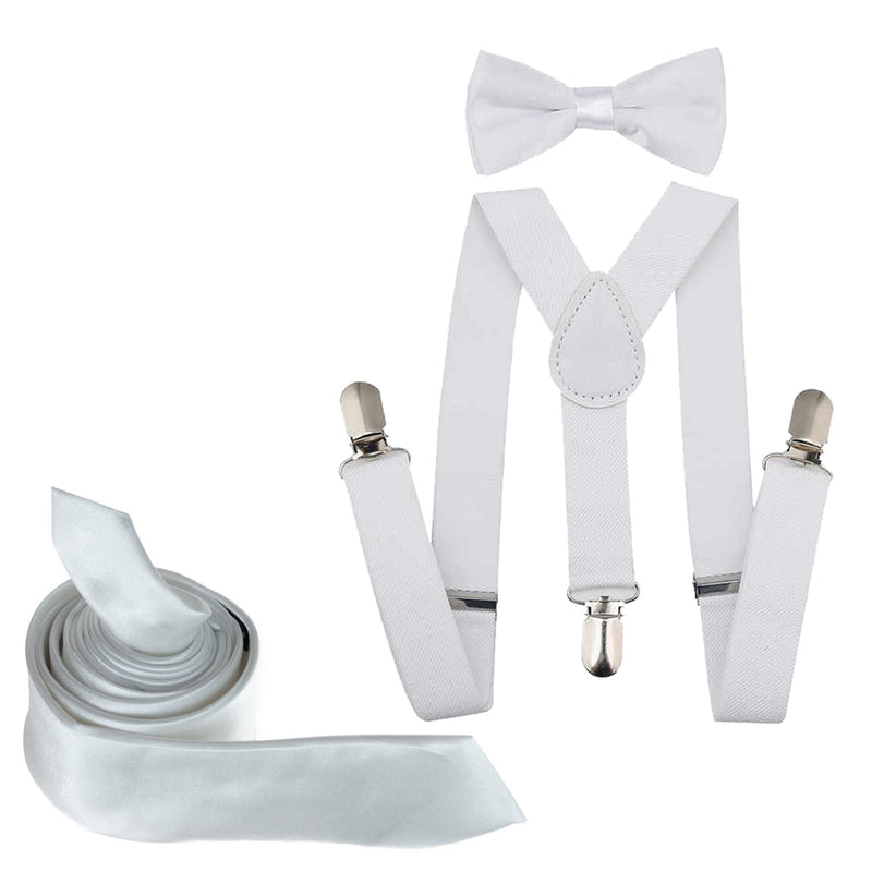 Satin Polyester Men's Braces, Bowtie, Necktie & Handkerchief Set for Casual Formal Wear, Weddings, Prom, Celebration, Parties, Gatherings, Events