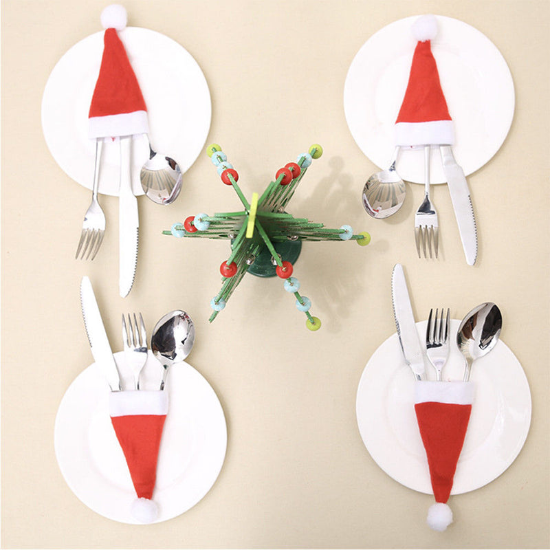 Christmas Cutlery Holder Pocket Bags for Forks Spoons Xmas Decor
